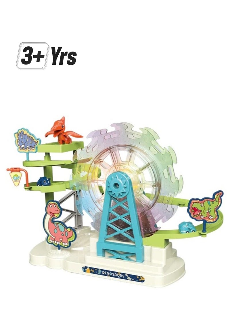 Toy Box Intelligence Fun Building Toys Light Music Electric Dinosaur Ferris Wheel Car Track Slide Toys  - Image 1