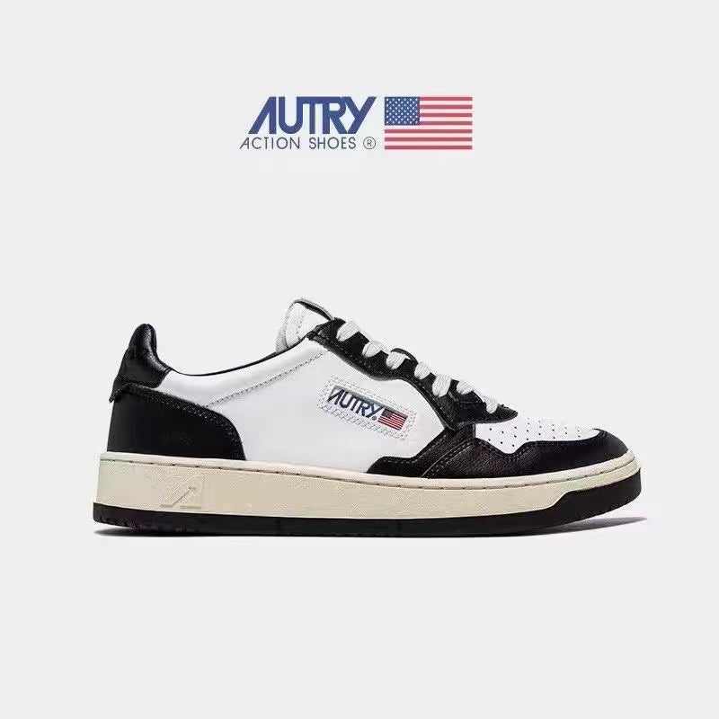 Autry ~ Genuine Leather White Shoes Women'S Color Matching Casual Board Shoes Men'S Ins Fashion All-Match Trendy Women'S Shoes Lace-Up Sports Style - Image 1