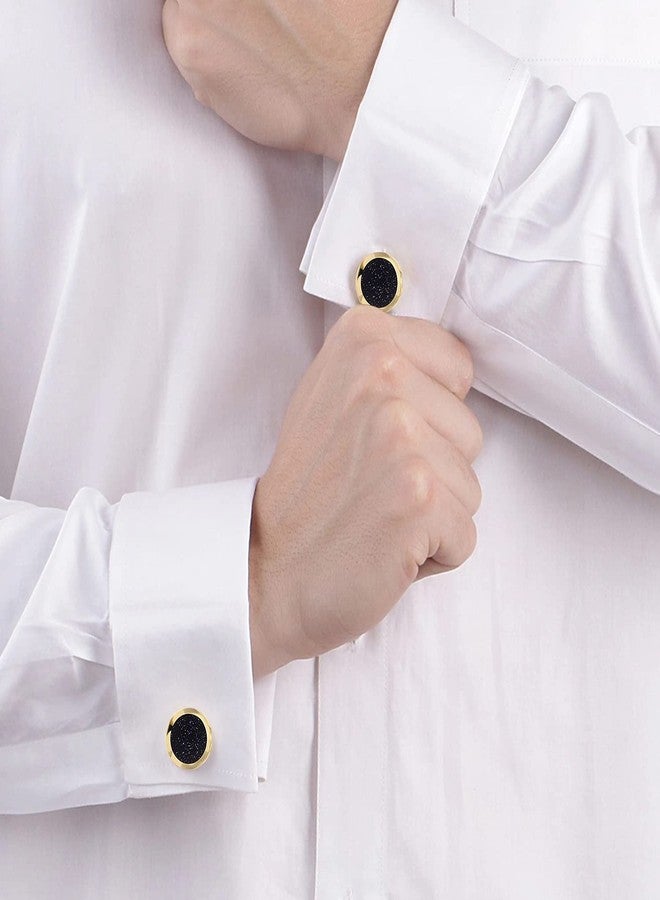 Peora Black Gold Two Tone Cufflinks Set Stylish Accessories for Men & Boys Wedding Business Gift (PX9CL119G) - Image 5