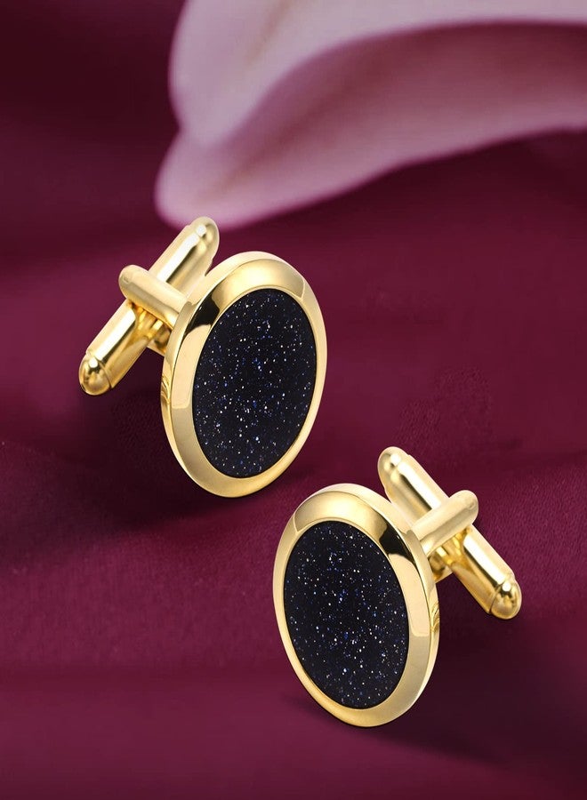 Peora Black Gold Two Tone Cufflinks Set Stylish Accessories for Men & Boys Wedding Business Gift (PX9CL119G) - Image 3