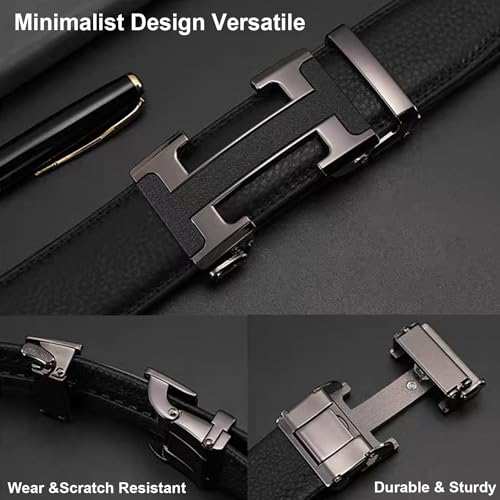 VJK Men's Leather Belt Ratchet Belt Dress with Premium Leather Slide Belt with Easier Adjustable Automatic Buckle Casual Accessories for Every Occasion (49in) - Image 5