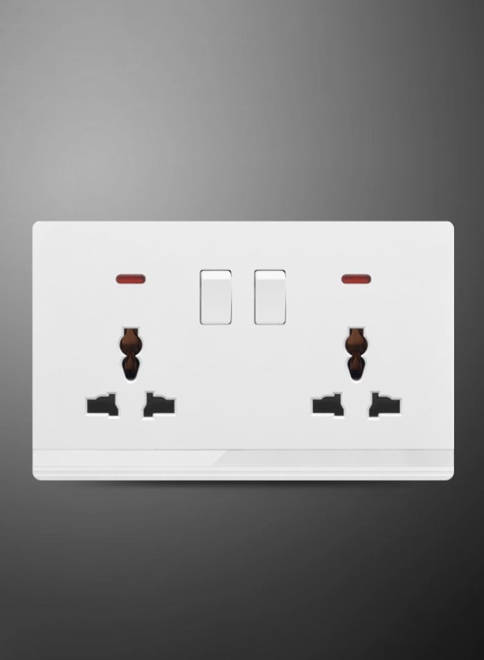 Vmax Double Universal Socket 13A with Switch and Indicating Light - 6x3" White/Ivory Finish - Image 3