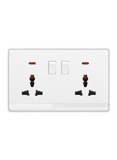 Vmax Double Universal Socket 13A with Switch and Indicating Light - 6x3" White/Ivory Finish  - Image 1