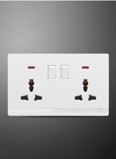 Vmax Double Universal Socket 13A with Switch and Indicating Light - 6x3" White/Ivory Finish  - Image 2