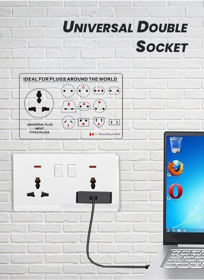 Double Universal Socket 13A with Switch and Indicating Light - 6x3" White/Ivory Finish - pzsku/Z635D1345E3D90143F034Z/45/_/1727423151/7965d9ce-0de7-40da-9889-038ed939f8be