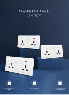 Vmax Double Universal Socket 13A with Switch and Indicating Light - 6x3" White/Ivory Finish  - Image 5