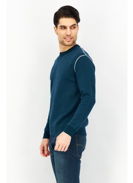 SELECTED Men Crew Neck Knitted Sweater, Teal Green  - Image 2