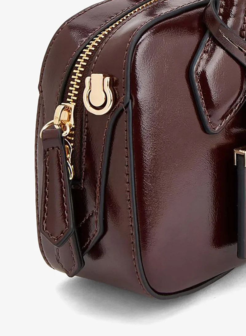 Celeste BURGUNDY Solid Shoulder Bag With Detachable Strap for Women | Best Price UAE
