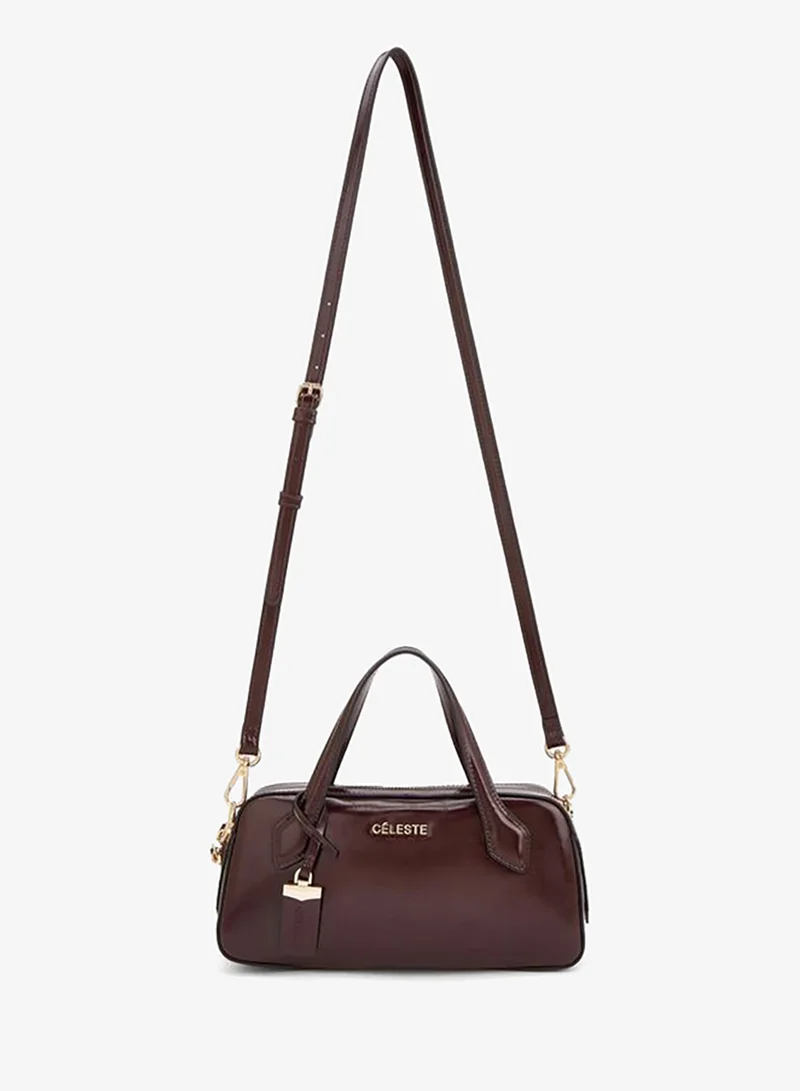 Celeste BURGUNDY Solid Shoulder Bag With Detachable Strap for Women | Best Price UAE