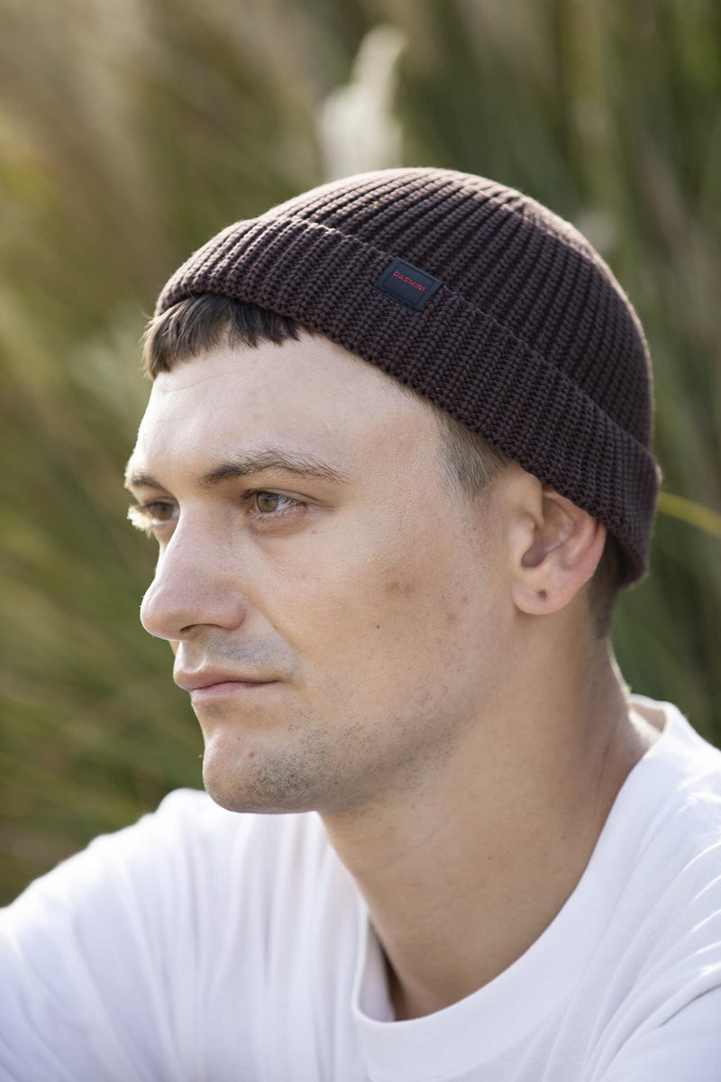 DASMINI Fisherman Beanie Hats for Men Women,Knit Trawler Rollup Edge Skull Cap,Watch Cap,Docker Beanie Spring Fall Short Mini Hats (Brown, Size M) - Image 3