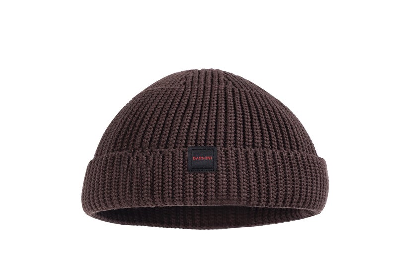 DASMINI Fisherman Beanie Hats for Men Women,Knit Trawler Rollup Edge Skull Cap,Watch Cap,Docker Beanie Spring Fall Short Mini Hats (Brown, Size M) - Image 4