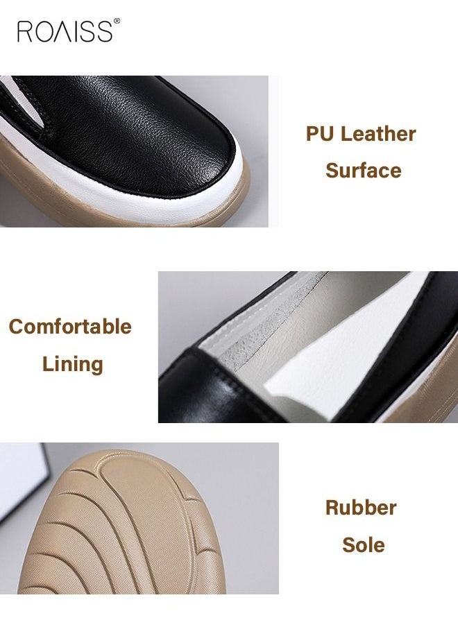 roaiss - New Arrival Round Retro Thick Soles Fashionable Comfortable Shoes Women's Explosive Style Loafers Slip-On Casual Walking Sports Shoes - Image 1