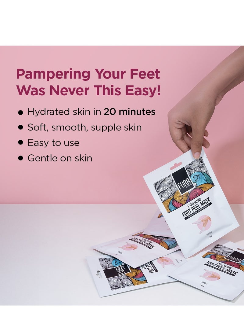 FURR Peeling & Exfoliating Foot Mask, Reduces Dry Skin & Hard Calluses, Moisturizes & Hydrates Feet For Soft & Smooth Skin, 1 Pair