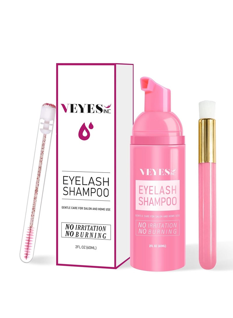 VEYES INC VEYES INC Lash Shampoo for Lash Extensions. Eyelash Wash for Extensions & Natural Lashes. Eyelash Extension Cleanser + Brush,Oil & Sulfate Free,60ml. Lash Supplies for Salon & Home Care 