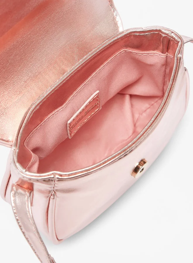 Flora Bella By Shoexpress Applique Detail Crossbody Bag with Adjustable Strap and Flap Closure