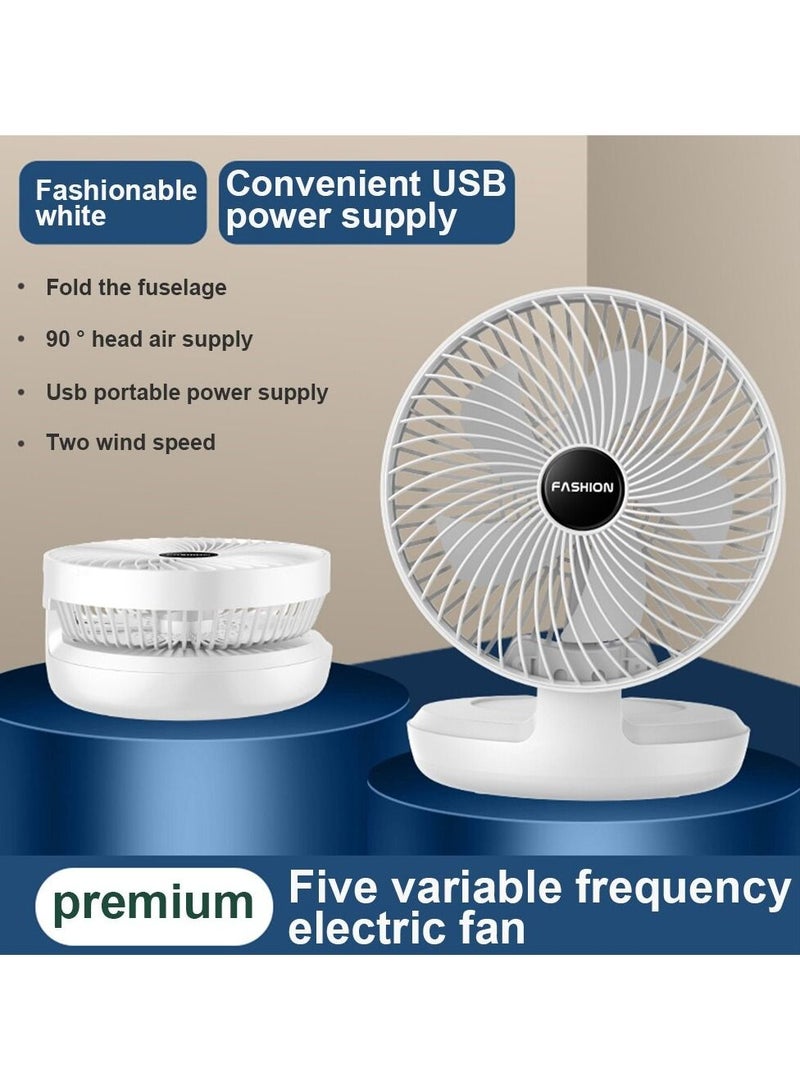 إندر B مروحة قابلة للطي لسطح المكتب ، مروحة مكتب كهربائية صغيرة محمولة ، مروحة تبريد منخفضة الضوضاء مع رأس قابل للتعديل للمنزل وغرفة النوم والمكتب (أبيض) - Image 4