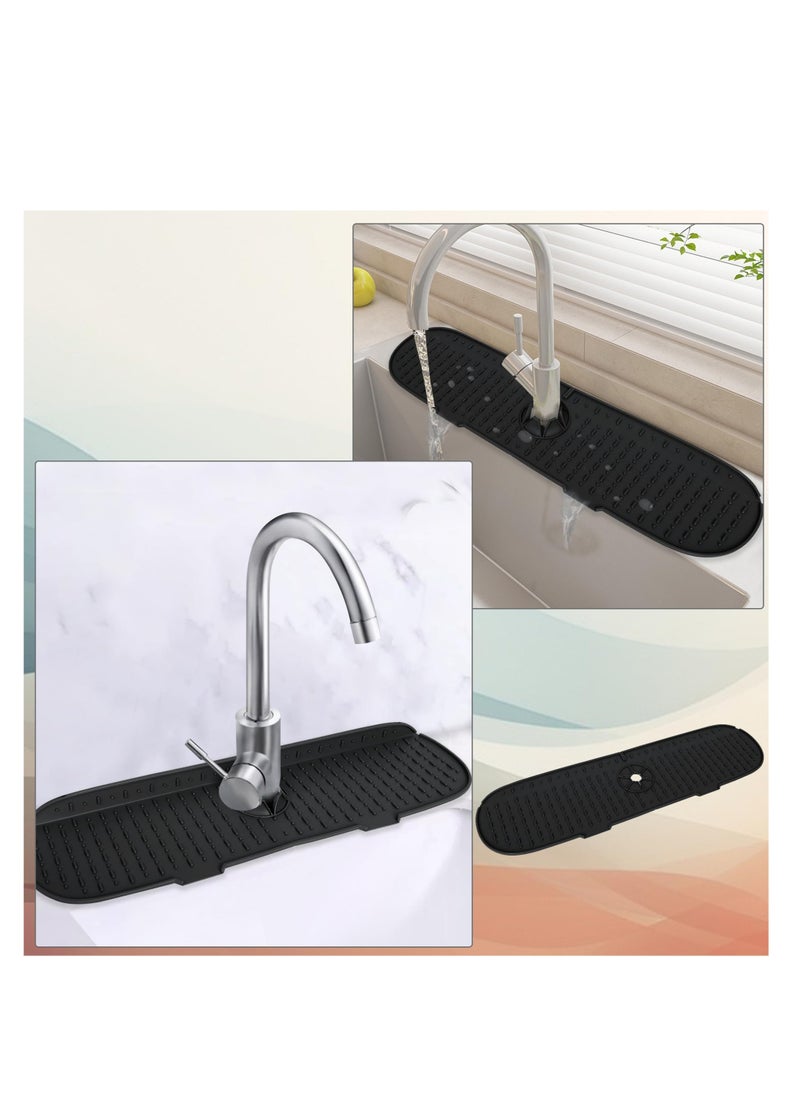 Excefore Silicone Faucet Mat, Sink Splash Guard, Bathroom Faucet Water Catcher Mat, Water Catcher Mat for Kitchen & Bathroom Countertop Protect, Keep Drying Kitchen Accessories (Black)  - Image 4