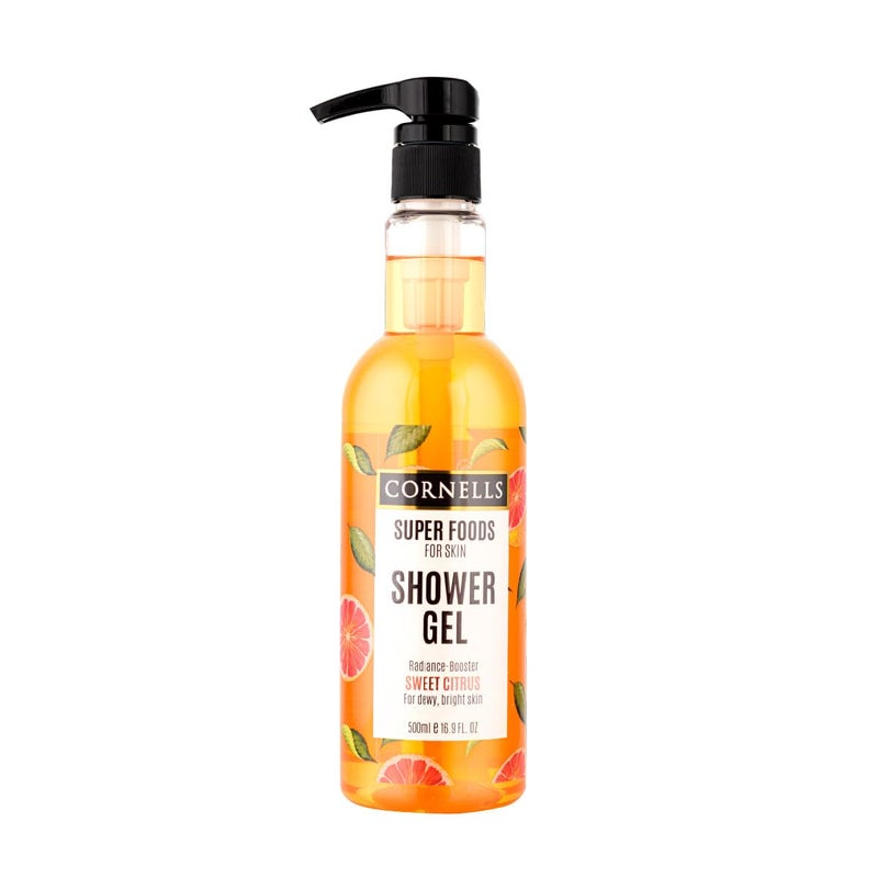 Cornells Wellness Super Foods For Body Care Sweet Citrus Shower Gel 500ml, Brightening & Revitalizing Body Wash, Instant Moisturizing, Radiance Boosting Formula, Gentle Cleanser, For All Skin Types - Image 1