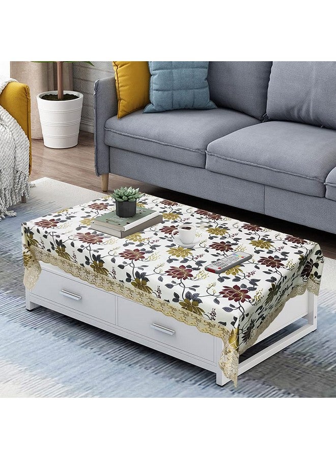 Homerz Homerz Table Cover for Centre Table |40x60 Inch | Waterproof & Antislip Table Cover (Brown Lotus Cover)(Plastic, Round, Pack of 1) - Image 1