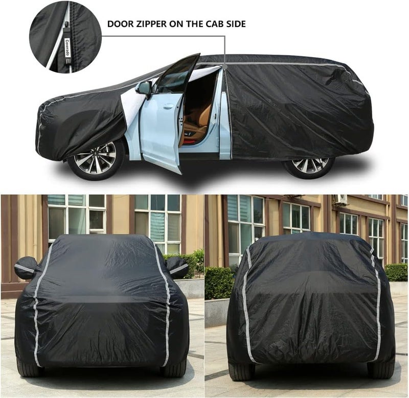 Coverado Waterproof All Weather Car Cover for SUV (206-215 inches) - Black with Zipper Door - Image 3