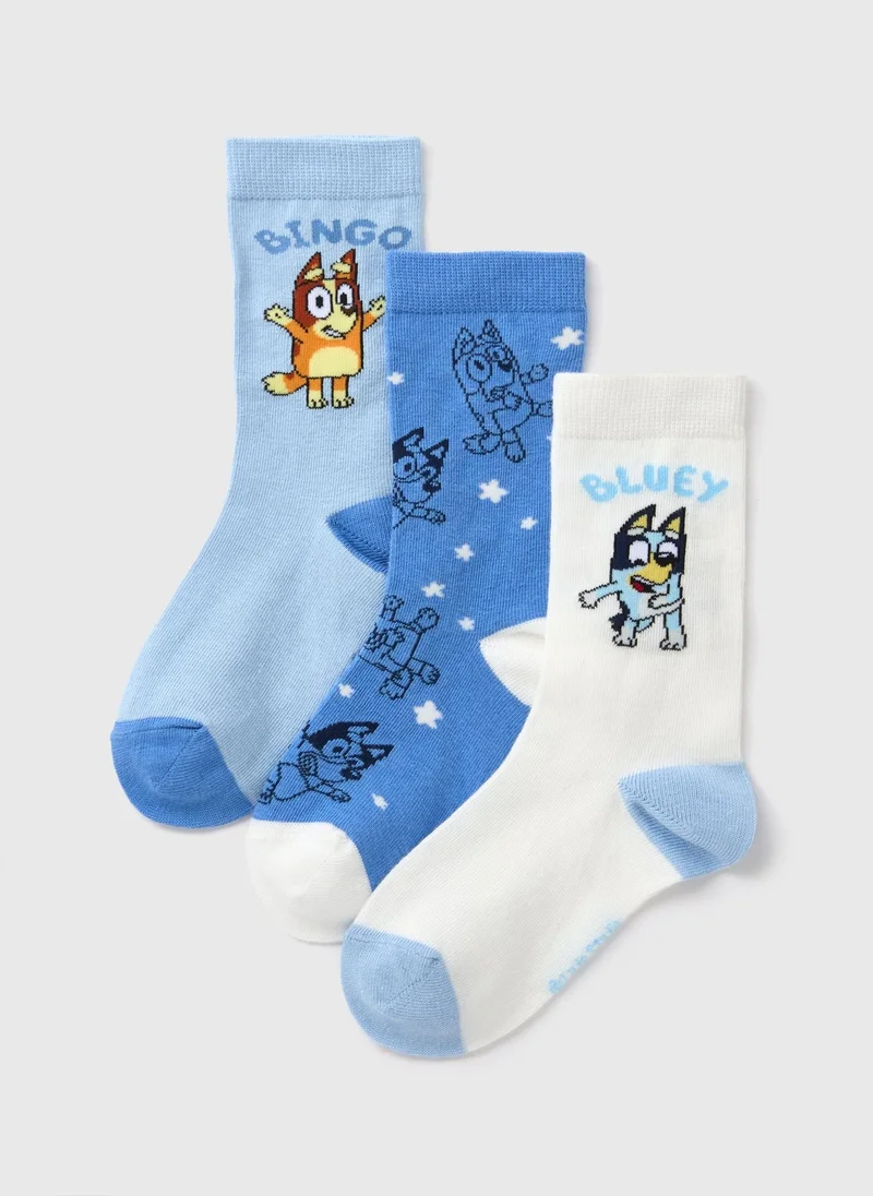 Matalan Bluey 3 Pack Boys Blue Socks