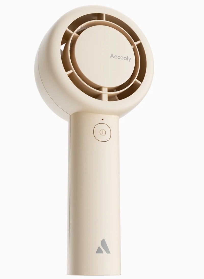Aecooly Handheld Turbo Fan, Mini Portable Hand Fan, 3000mAh USB Rechargeable Personal Fan, Battery Operated Small Pocket Fan with 5 Speeds for Travel, Outdoor, Home, Office (Beige)  - Image 1