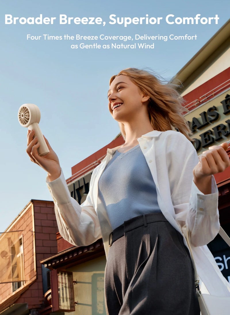 Aecooly Handheld Turbo Fan, Mini Portable Hand Fan, 3000mAh USB Rechargeable Personal Fan, Battery Operated Small Pocket Fan with 5 Speeds for Travel, Outdoor, Home, Office (Beige)  - Image 5