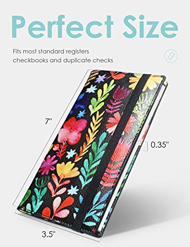 Zreal Checkbook Cover for Men & Women, Premium Vegan Leather Checkbook Holder Slim Wallets for Top & Side Tear Duplicate Checks with RFID Blocking (Flower) - Image 3