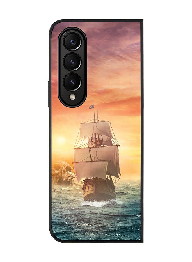 Stylizedd Rugged Black edge case for Samsung Galaxy Z Fold4 Slim fit Soft Case Flexible Rubber Edges Anti Drop TPU Gel Thin Cover - Skull Island - Image 1