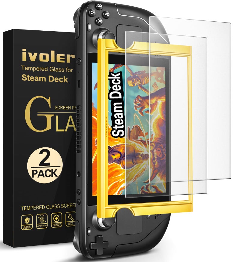 ivoler 2-Pack anti-glare Etched Screen Protector for Steam Deck 7.0''/Steam Deck OLED 7.4'', Matte Anti Glare Tempered Glass with Alignment Frame Anti-Scratch Full Coverage Guard for Steam Deck - Image 1