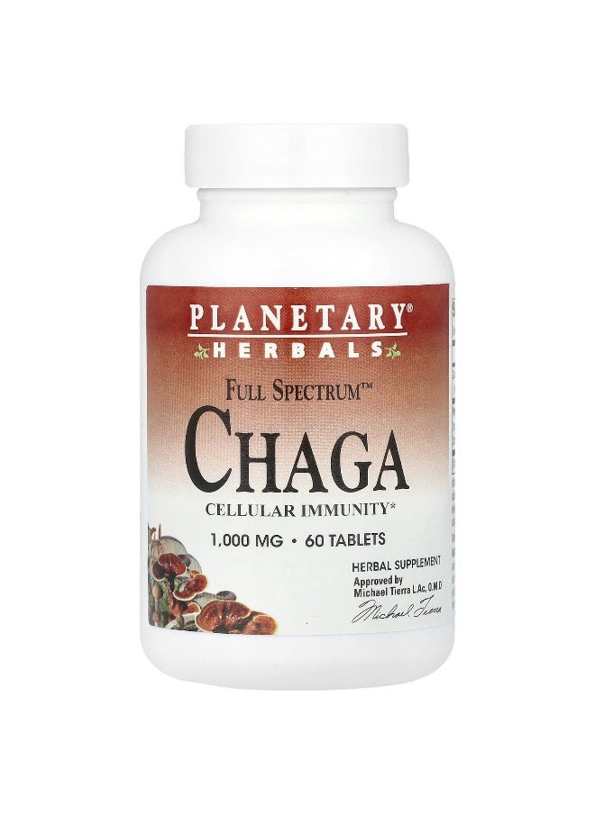 PLANETARY HERBALS Planetary Herbals, Full Spectrum™ Chaga, 1,000 mg, 60 Tablets  - Image 1