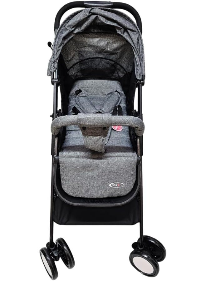 SMR kids T300 Baby Stroller Easy Fold, Multi Position and Sun Protection Canopy 68 X 100 X 50 Grey - Image 5