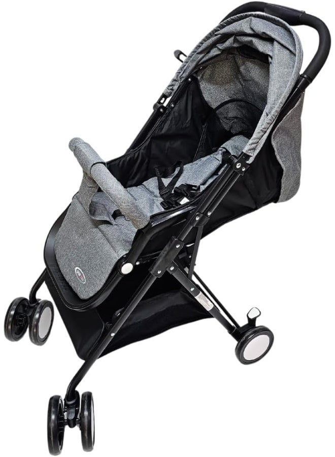 SMR kids T300 Baby Stroller Easy Fold, Multi Position and Sun Protection Canopy 68 X 100 X 50 Grey - Image 1