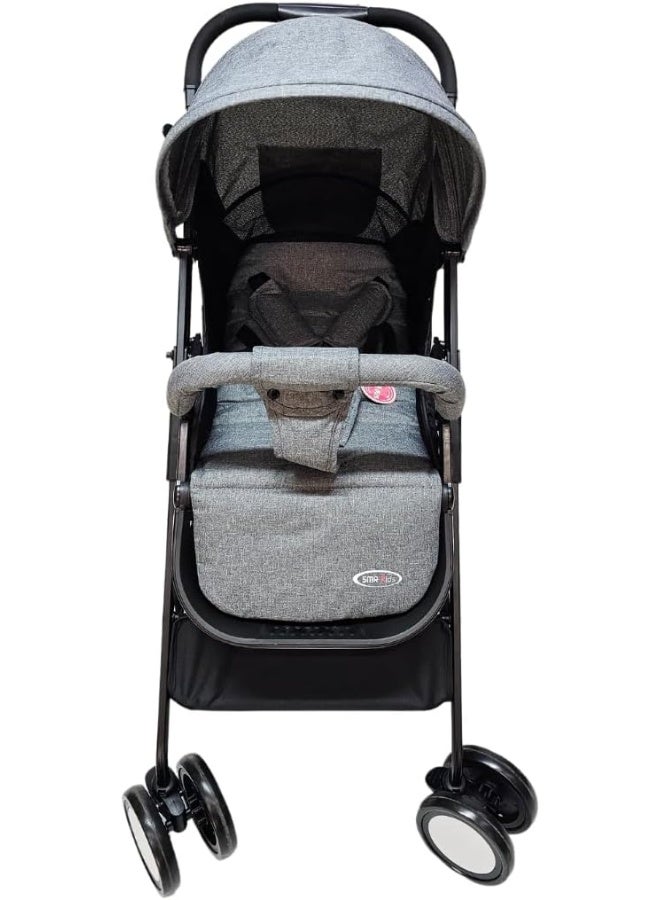 SMR kids T300 Baby Stroller Easy Fold, Multi Position and Sun Protection Canopy 68 X 100 X 50 Grey - Image 4