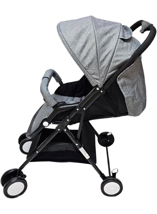 SMR kids T300 Baby Stroller Easy Fold, Multi Position and Sun Protection Canopy 68 X 100 X 50 Grey - Image 2