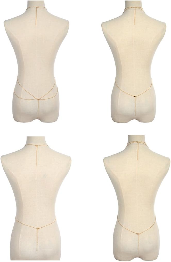 Tornito 4-8Pcs Sexy Body Chain Belly Waist Chain Necklace Summer Beach Bikini Bra Body Jewelry for Women Gold Tone - Image 3