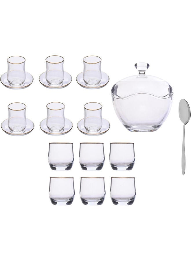 Pasabahce Wavy Glass Set 26 Piece Clear/Gold - Image 1