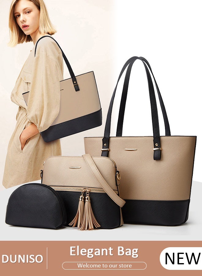 DUNISO 3pcs Women's Fashion Shoulder Tote Bag Faux Leather Handbag Crossbody bag Purse Set Large Capacity Tote Bag Fashionable Travel Messenger Shoulder Bag For Ladies - Image 1