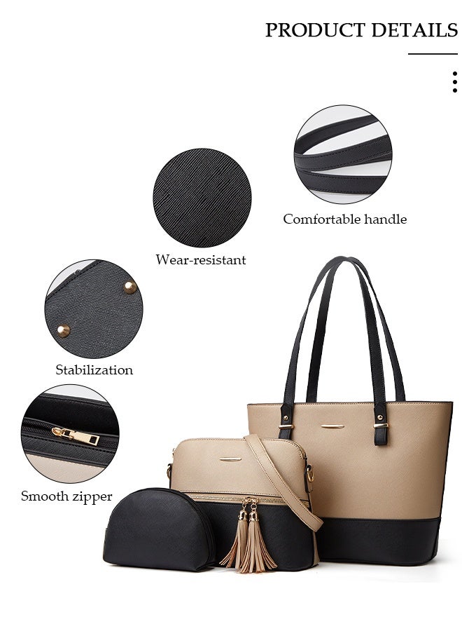 DUNISO 3pcs Women's Fashion Shoulder Tote Bag Faux Leather Handbag Crossbody bag Purse Set Large Capacity Tote Bag Fashionable Travel Messenger Shoulder Bag For Ladies - Image 2