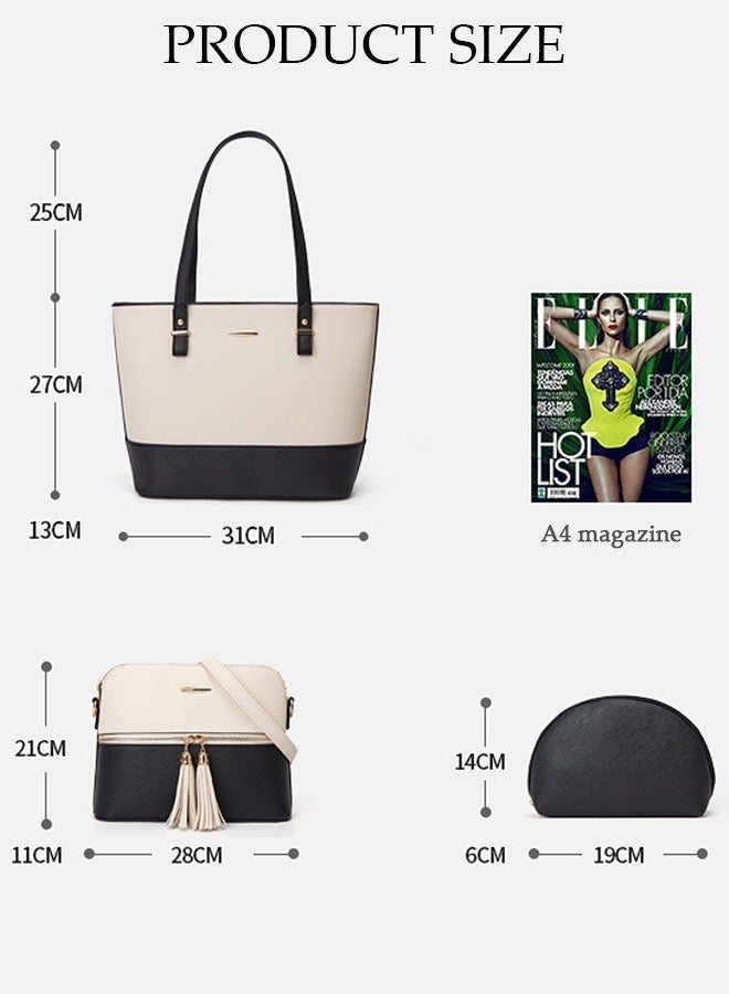 DUNISO 3pcs Women's Fashion Shoulder Tote Bag Faux Leather Handbag Crossbody bag Purse Set Large Capacity Tote Bag Fashionable Travel Messenger Shoulder Bag For Ladies  - Image 4