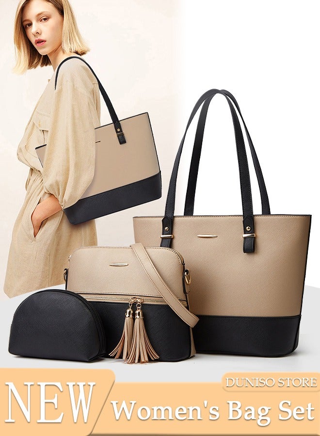 DUNISO 3pcs Women's Fashion Shoulder Tote Bag Faux Leather Handbag Crossbody bag Purse Set Large Capacity Tote Bag Fashionable Travel Messenger Shoulder Bag For Ladies  - Image 1