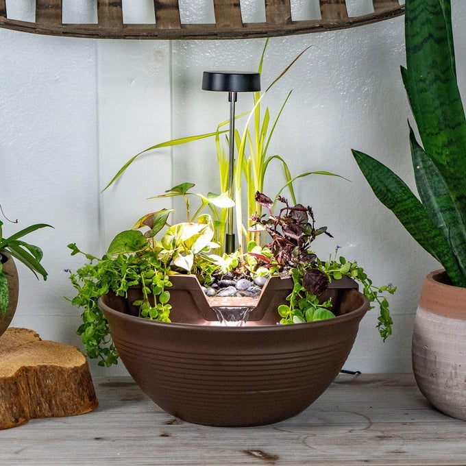 AQUAGARDEN TABLETOP DESKTOP FOUNTAIN KIT WITH WATERFALL MEDITATION RELAXATION MOCHA