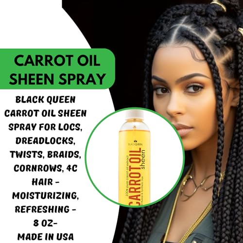 Black Queen Carrot Oil Sheen Spray – Lightweight Shine & Moisture for 4C Hair, Locs, Braids, Twists – Nourishing, Non-Greasy, Made in USA (8 oz) - Image 4