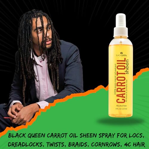 Black Queen Carrot Oil Sheen Spray – Lightweight Shine & Moisture for 4C Hair, Locs, Braids, Twists – Nourishing, Non-Greasy, Made in USA (8 oz) - Image 3