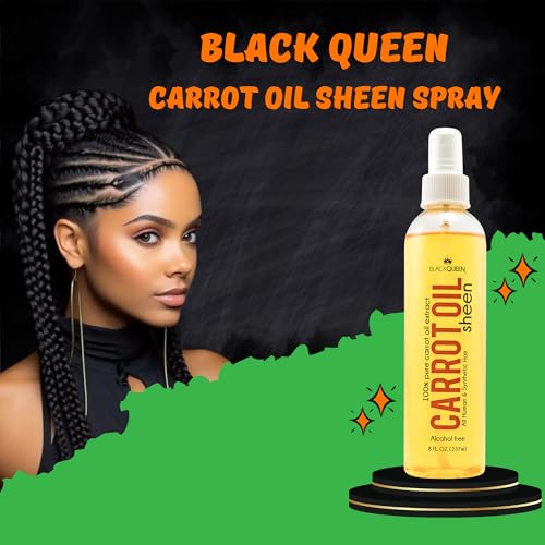 Black Queen Carrot Oil Sheen Spray – Lightweight Shine & Moisture for 4C Hair, Locs, Braids, Twists – Nourishing, Non-Greasy, Made in USA (8 oz) - Image 2