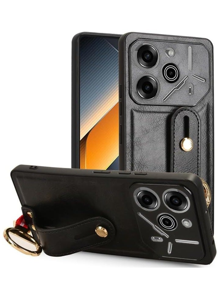 general Compatible with Tecno Pova 6 Pro 5G Case with Ring Holder  Hand Straps  Neck Straps, Scratch-Resistant Skin-Friendly Leather Protective Cover Case - Image 1