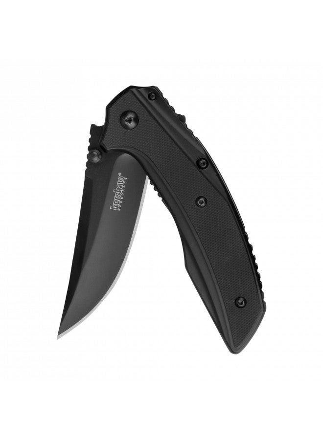 Kershaw Outright Black Pocket Knife, 3 inch 8Cr13MoV Stainless Steel Blade, SpeedSafe Opening, Stainless Steel Handle with PVD Coating, 8320BLK - Image 2