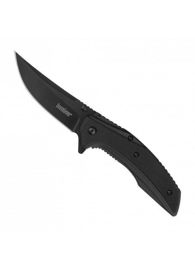 Kershaw Outright Black Pocket Knife, 3 inch 8Cr13MoV Stainless Steel Blade, SpeedSafe Opening, Stainless Steel Handle with PVD Coating, 8320BLK - Image 3