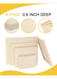 Pllieay 8Pack 4 Sizes Wood Canvas Board Unfinished Wood Cradled Painting Panel Boards For Pouring Art Crafts Painting And Decor (5X7’’ 8X10’’ 9X12’’ 11X14’’)  - Image 4