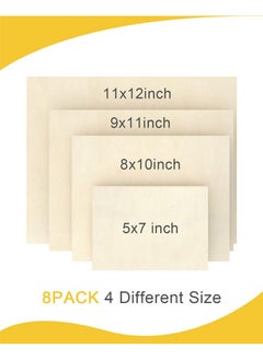 Pllieay 8Pack 4 Sizes Wood Canvas Board Unfinished Wood Cradled Painting Panel Boards For Pouring Art Crafts Painting And Decor (5X7’’ 8X10’’ 9X12’’ 11X14’’)  - Image 3